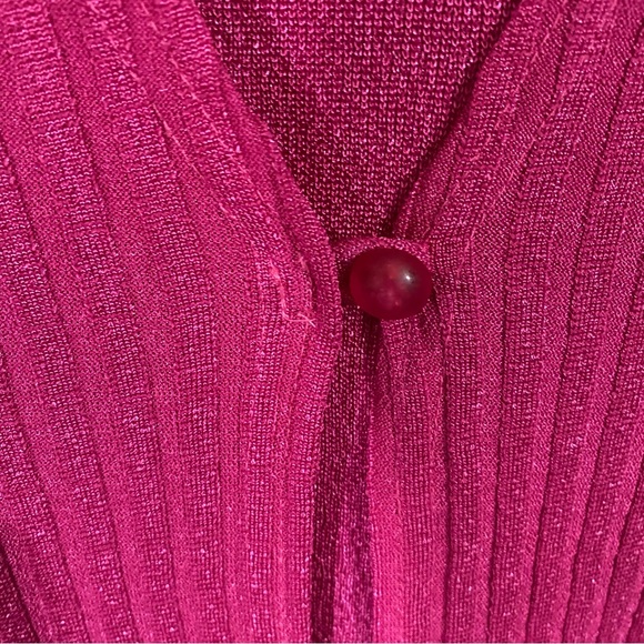 Capistrano Essentials 18/20W Fuchsia Pink Ribbed Sweater Knit Cardigan 2FER Top - Picture 6 of 12